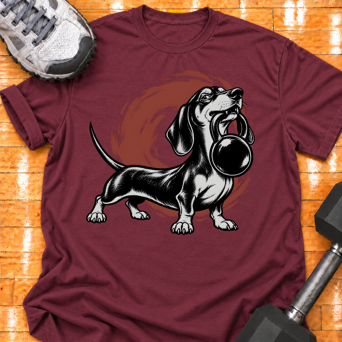 Dachshund kettlebell - Maroon - HMTC approved v02 template mockup v05