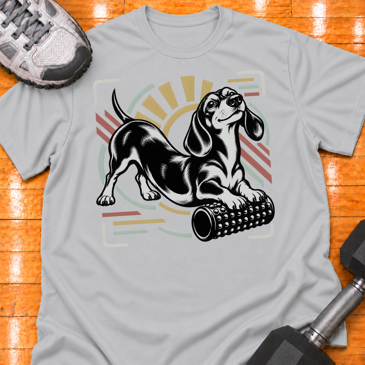 Dachshund nubby foam roller - Sport Grey - HMTC approved v02 template mockup v05