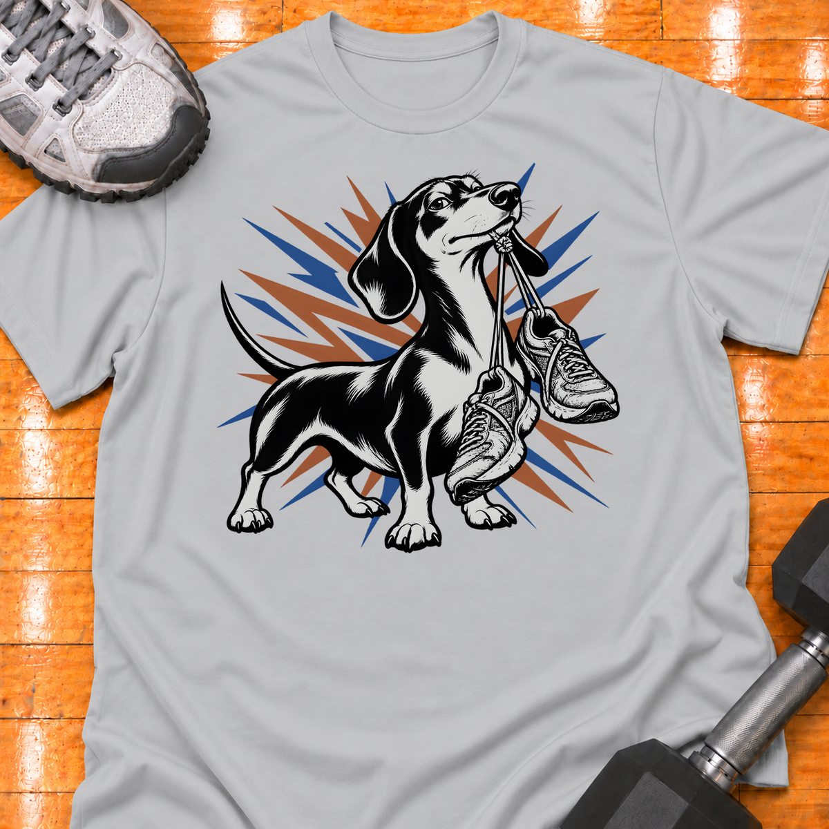 Dachshund old training shoes tied together - Sport Grey - HMTC approved v02 template mockup v05