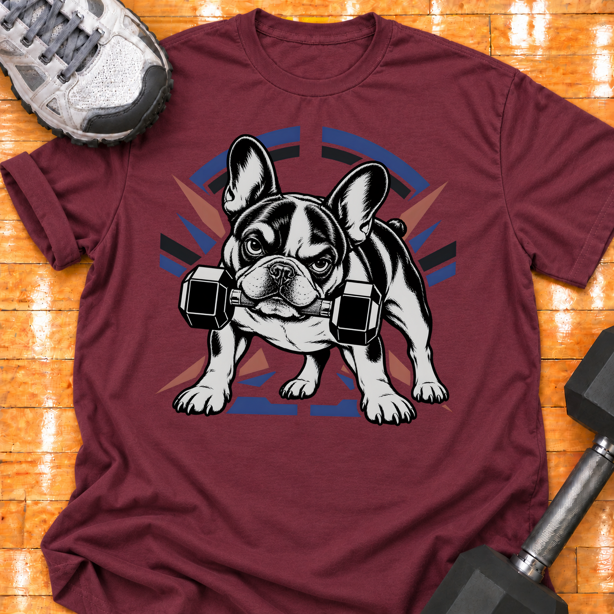 French Bulldog dumbbell - Maroon - HMTC approved v02 template mockup v05