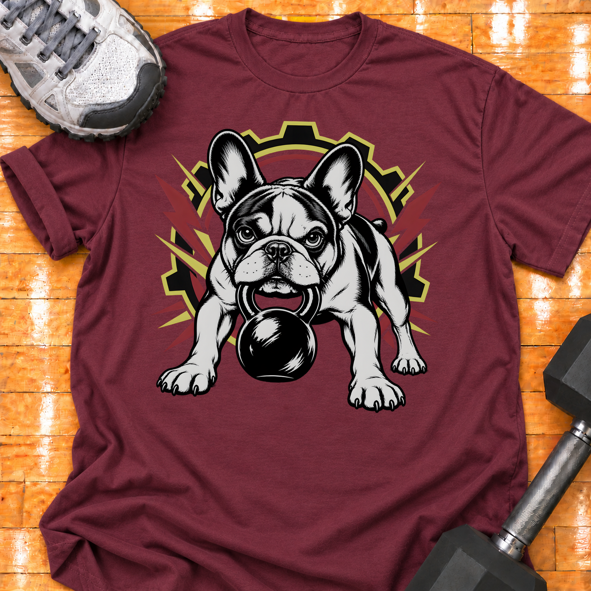 French Bulldog kettlebell - Maroon - HMTC approved v02 template mockup v05