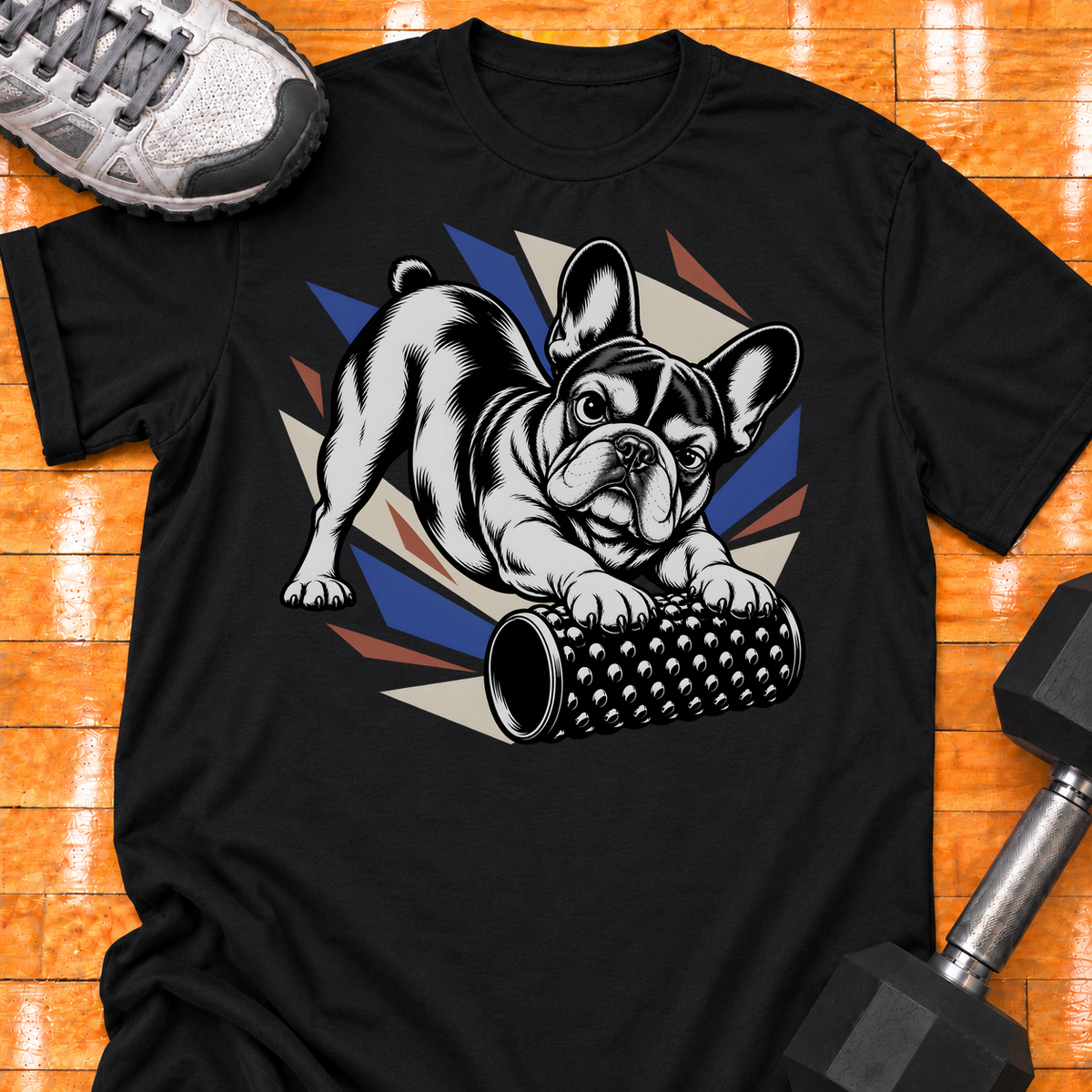 French Bulldog nubby foam roller - Black - HMTC approved v02 template mockup v05