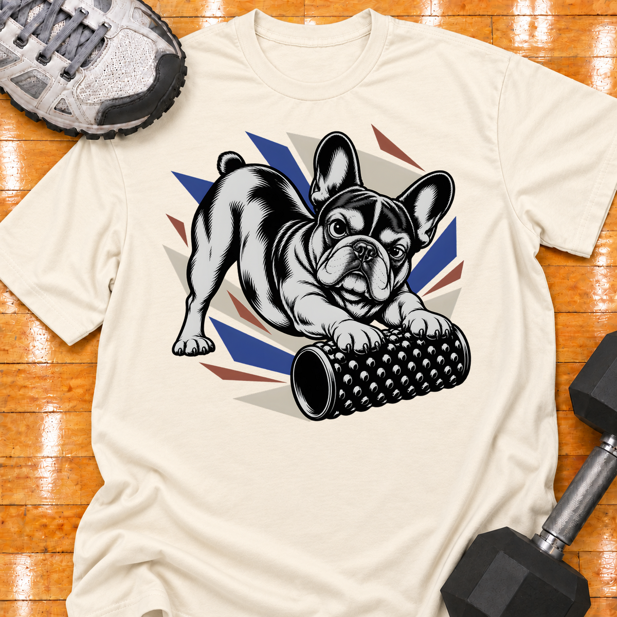 French Bulldog nubby foam roller - Natural - HMTC approved v02 template mockup v05