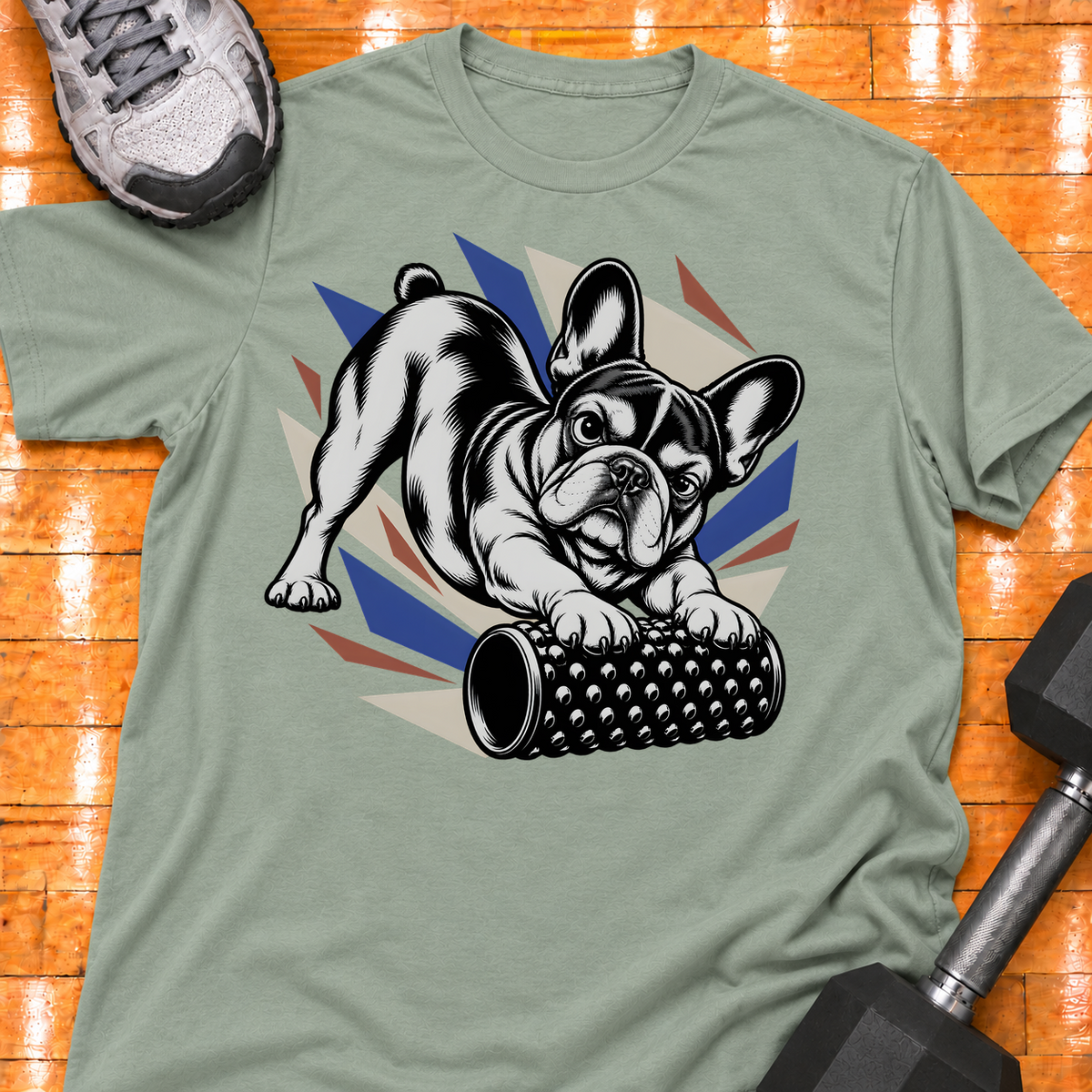 French Bulldog nubby foam roller - Sage - HMTC approved v02 template mockup v05