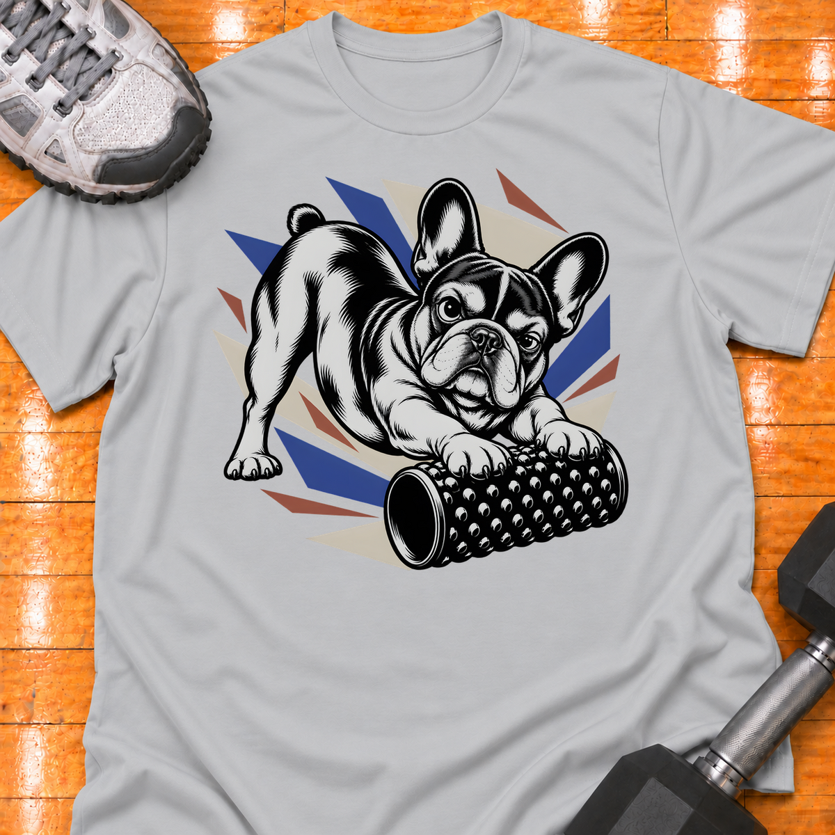French Bulldog nubby foam roller - Sport Grey - HMTC approved v02 template mockup v05