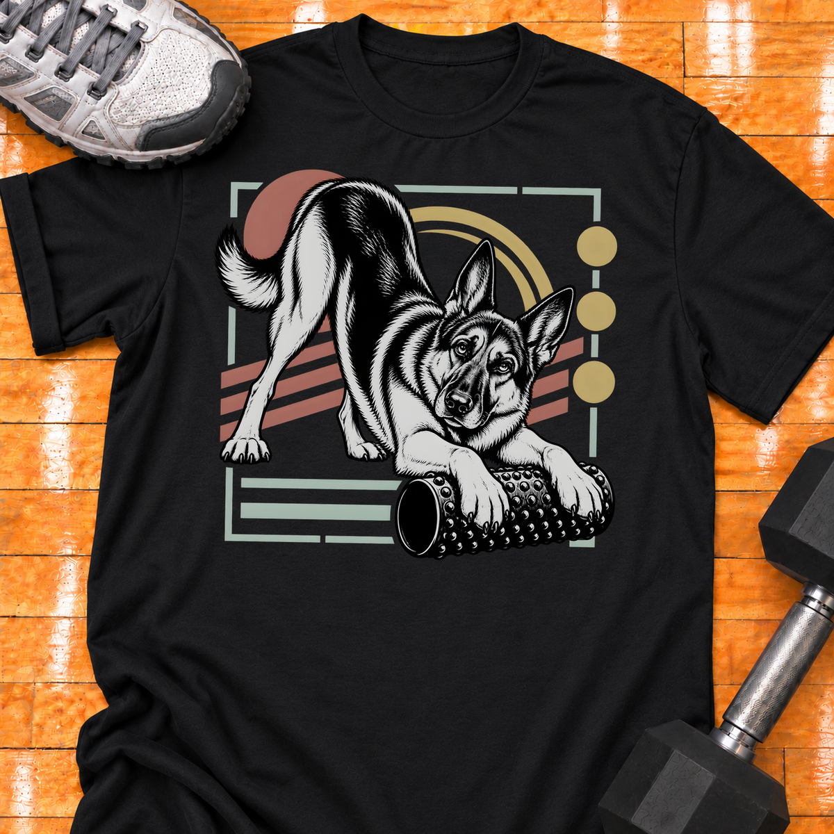 German Shepherd nubby foam roller - Black - HMTC approved v02 template mockup v05