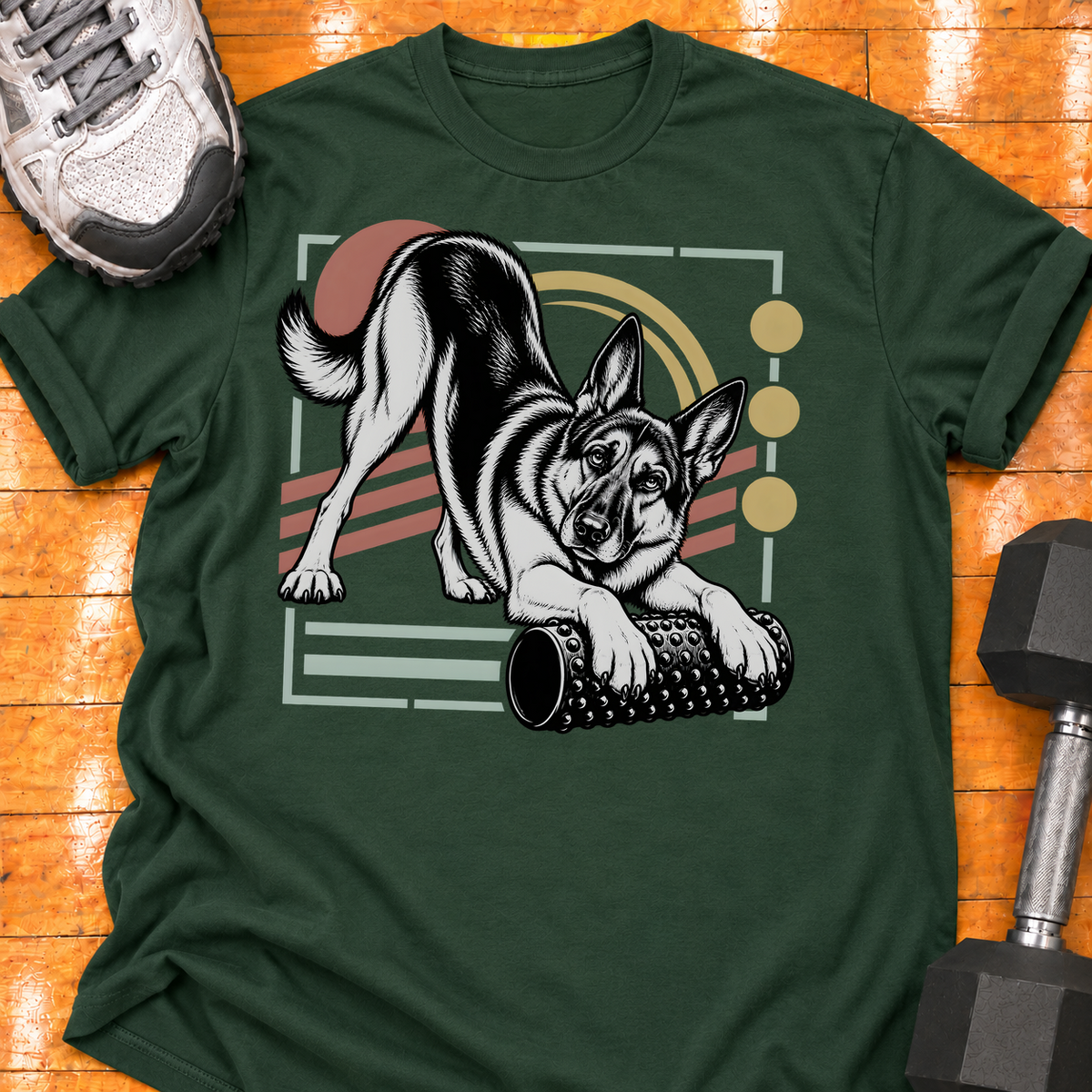 German Shepherd nubby foam roller - Forest Green - HMTC approved v02 template mockup v05
