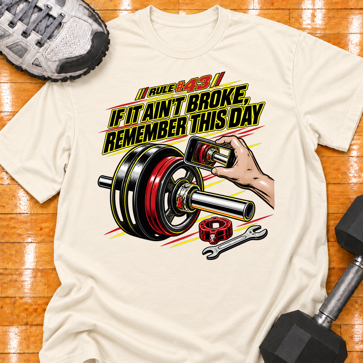 HIGH MILEAGE TRAINING CLUB RULE #43 IF IT AIN'T BROKE, REMEMBER THIS DAY - Natural - HMTC approved v02 template mockup v05