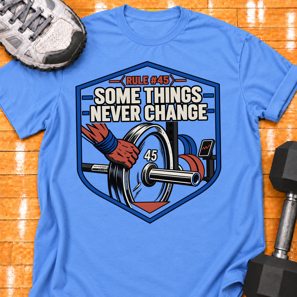 HIGH MILEAGE TRAINING CLUB RULE #45 SOME THINGS NEVER CHANGE - Carolina Blue - HMTC approved v02 template mockup v05