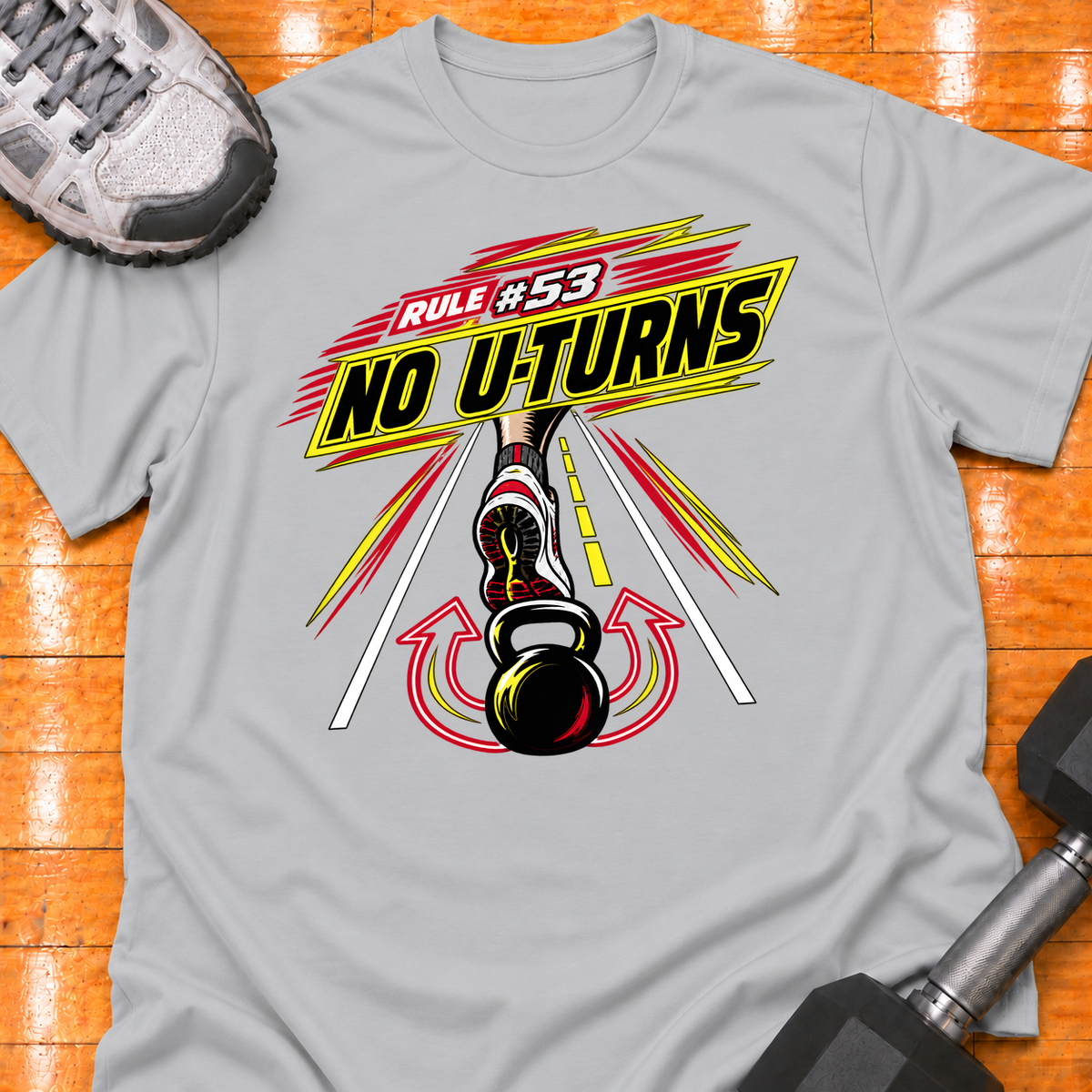 HIGH MILEAGE TRAINING CLUB RULE #53 NO U-TURNS - Sport Grey - HMTC approved v02 template mockup v05