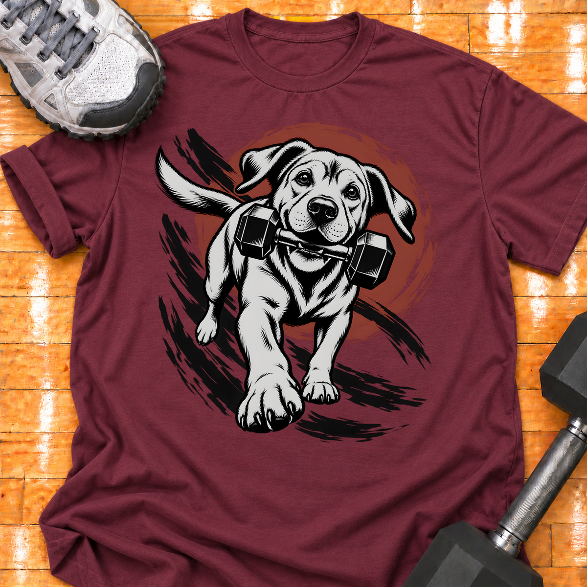 Labrador Retriever dumbbell - Maroon - HMTC approved v02 template mockup v05