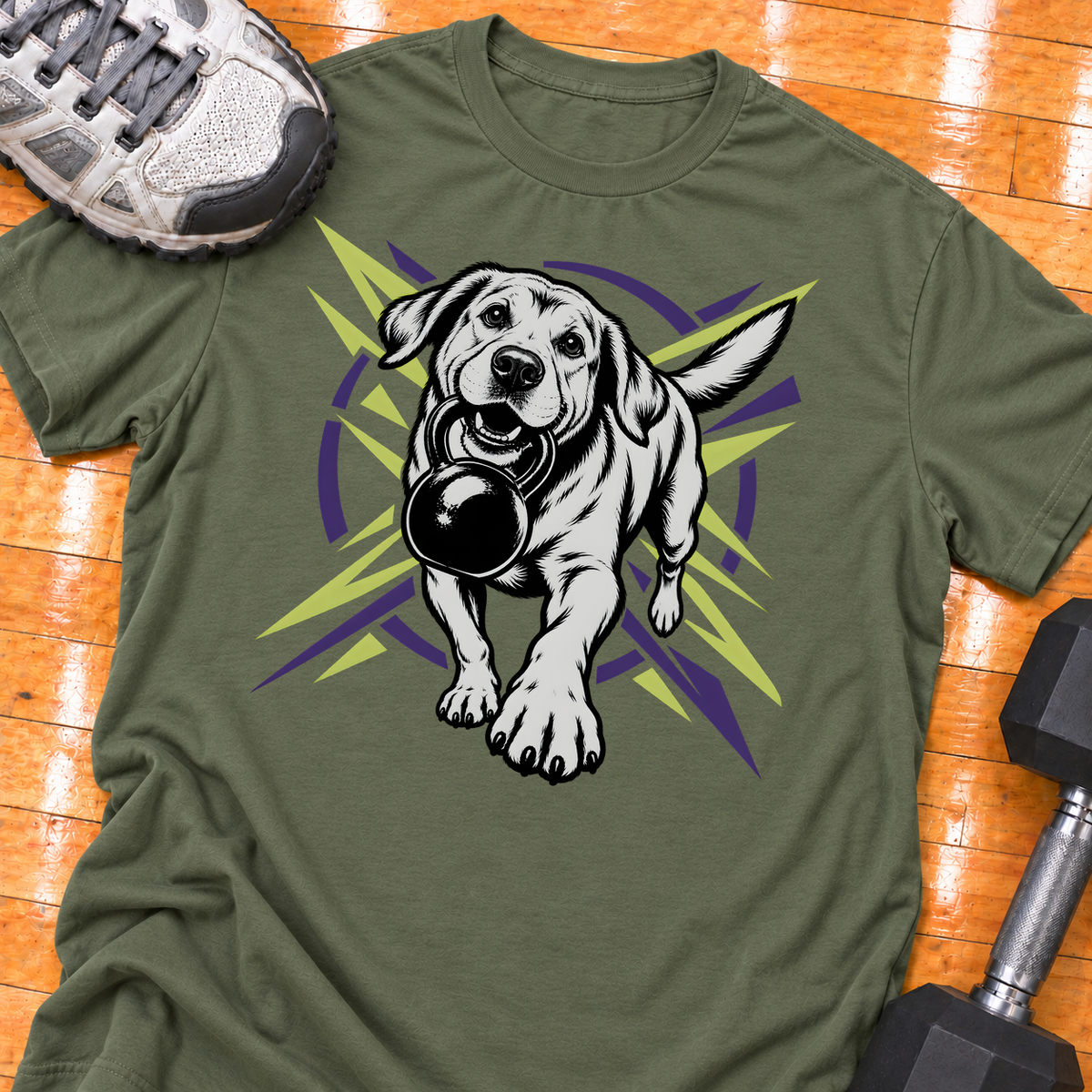 Labrador Retriever kettlebell - Military Green - HMTC approved v02 template mockup v05