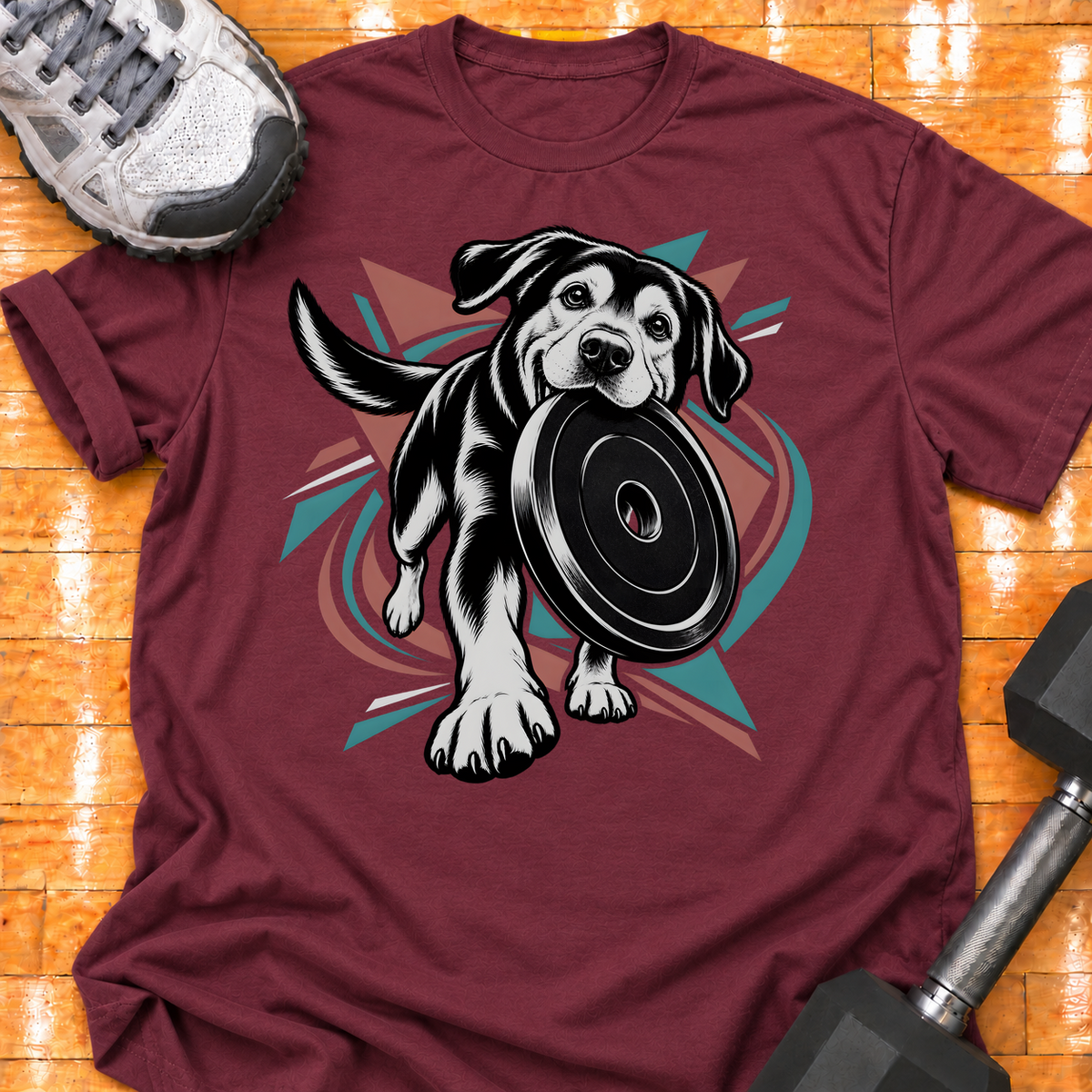 Labrador Retriever large weight plate - Maroon - HMTC approved v02 template mockup v05