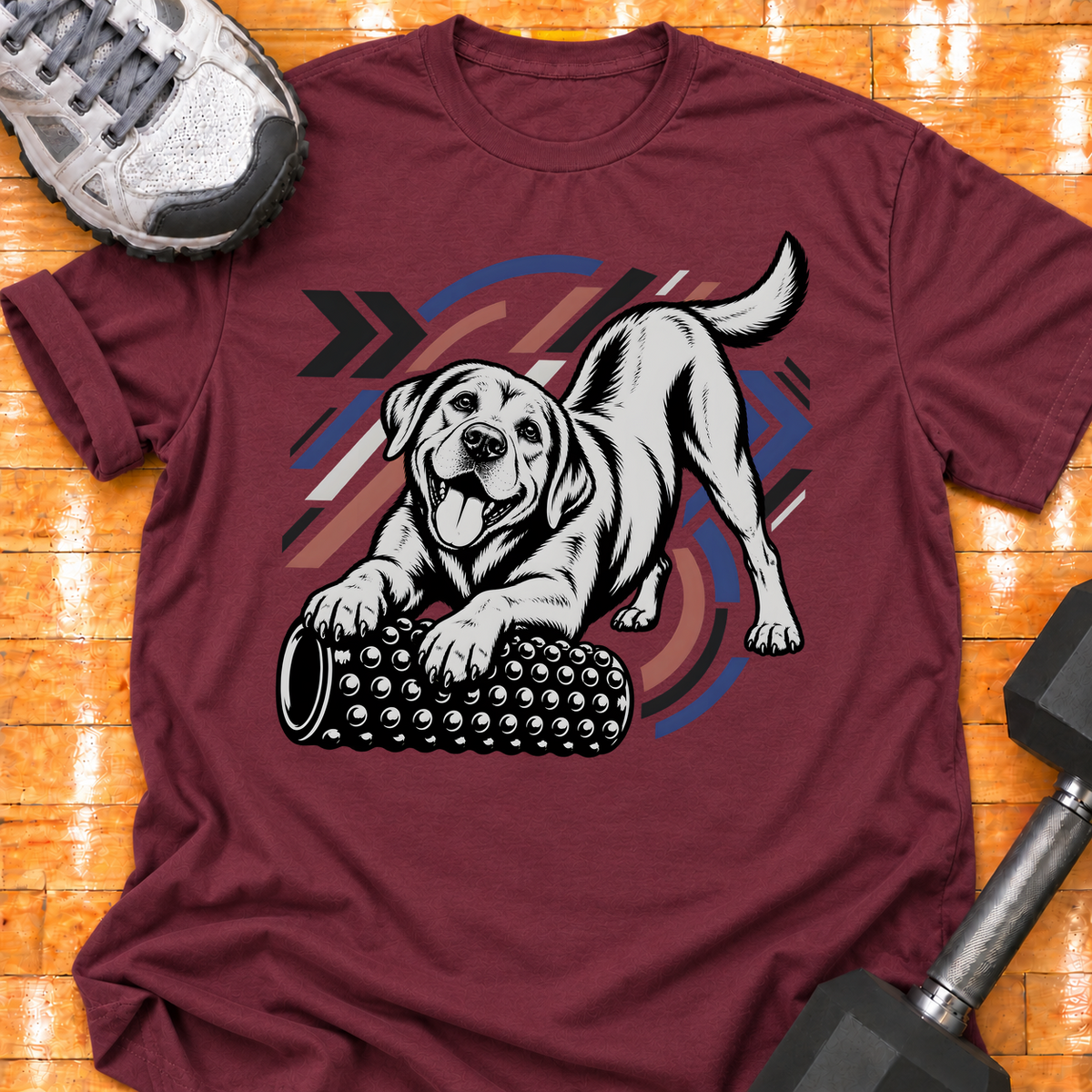 Labrador Retriever nubby foam roller - Maroon - HMTC approved v02 template mockup v05