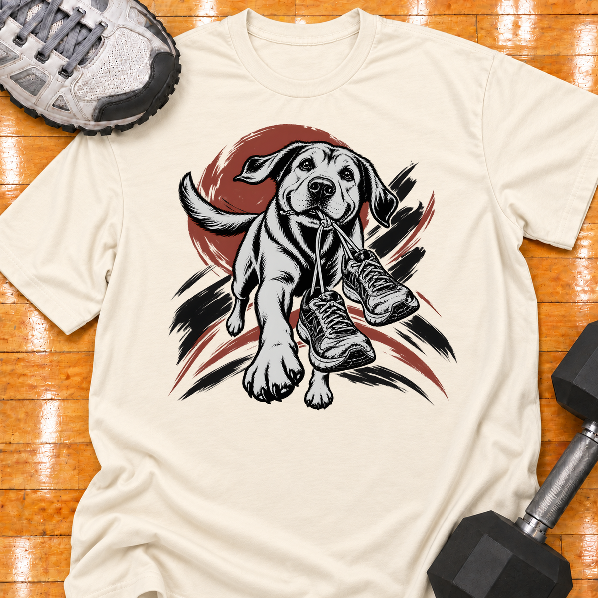 Labrador Retriever old training shoes tied together - Natural - HMTC approved v02 template mockup v05