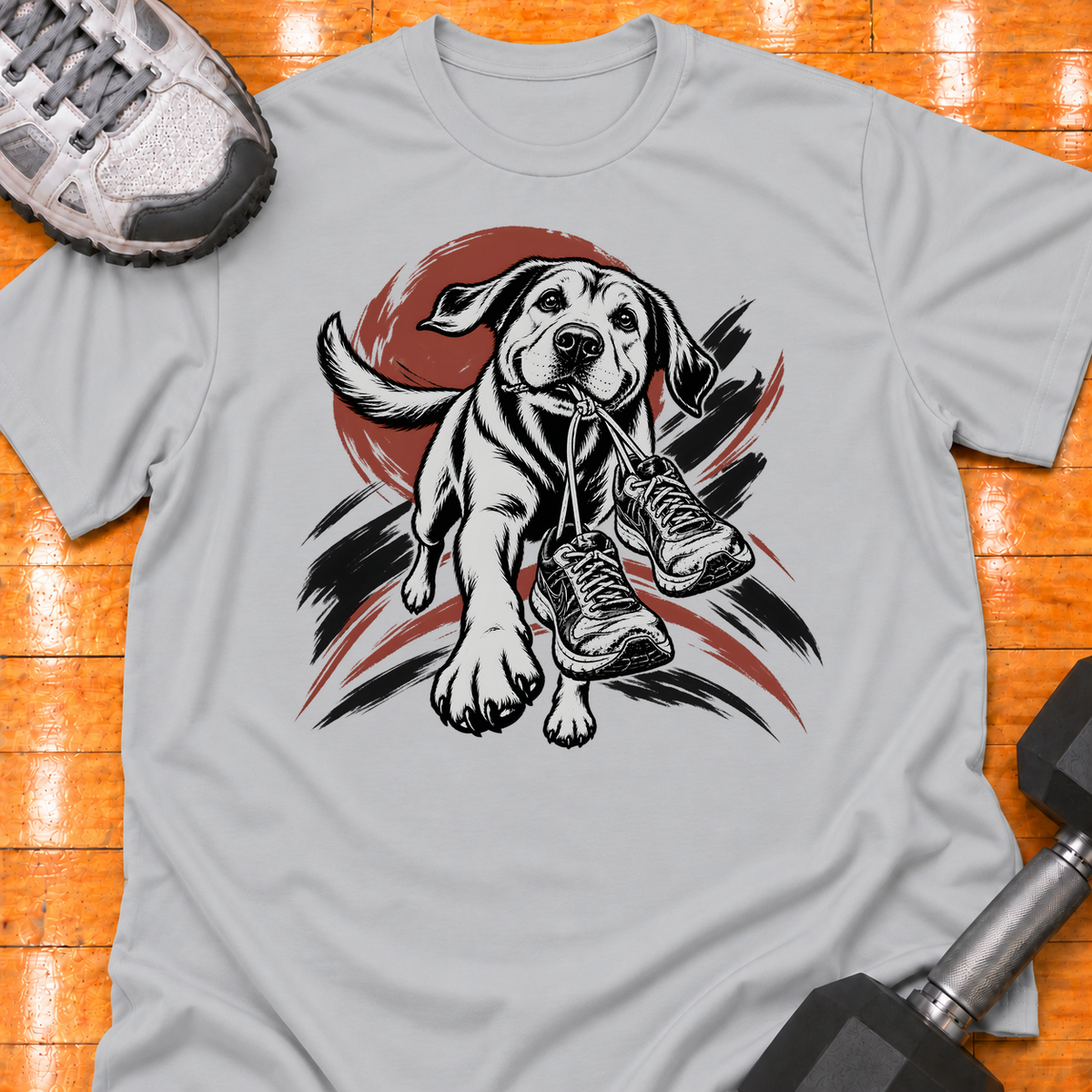 Labrador Retriever old training shoes tied together - Sport Grey - HMTC approved v02 template mockup v05