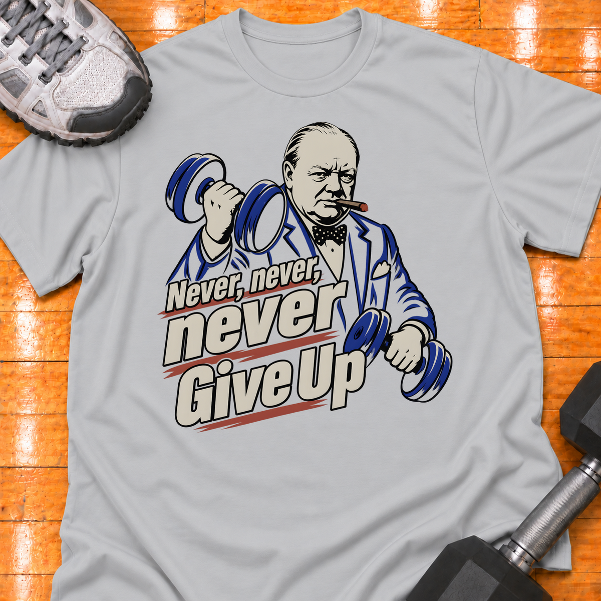 Never, never, never Give Up - Sport Grey - HMTC approved v02 template mockup v05