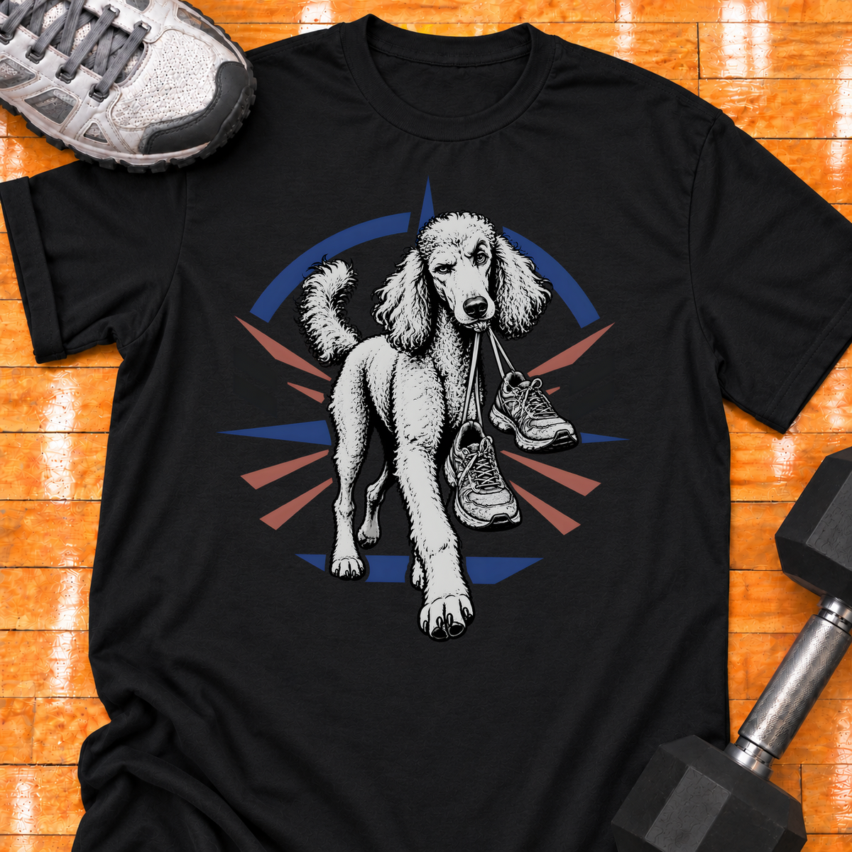 Poodle old training shoes tied together - Black - HMTC approved v02 template mockup v05